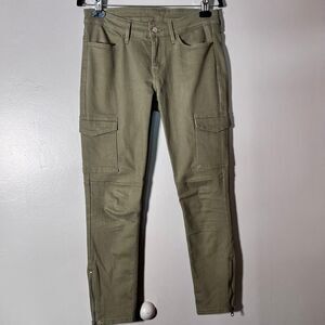 Levis Cargo Skinny Pants 28 Olive Green Stretch Zip Hem Utility Style Women’s